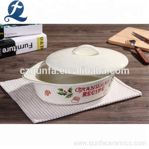 White Ceramic Plate Casserole Baking Pan With Lid